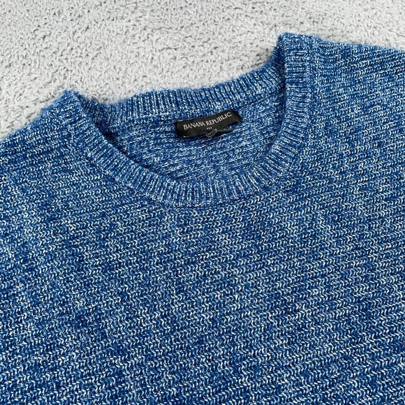 Banana Republic Sweater Mens Large Blue Crewneck Pullover Knit Casual Outdoor - Picture 3 of 10